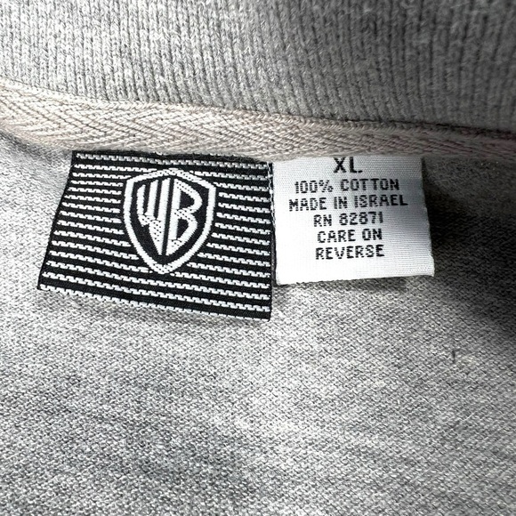 Vintage 90s Bugs Bunny Looney Tunes Warner Bros Grey Polo Collared Shirt Size XL - Picture 6 of 7